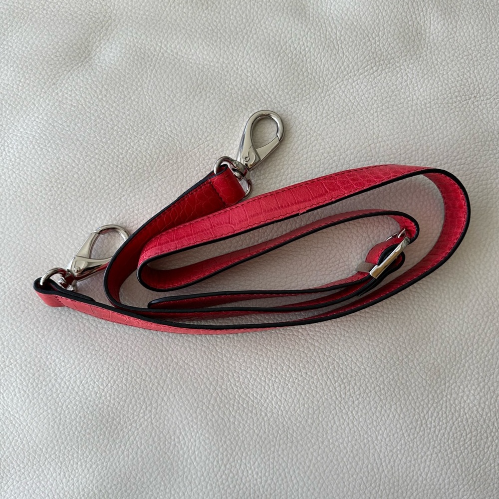 Lodis Red Briefcase / Computer Bag Croc Embossed … - image 6